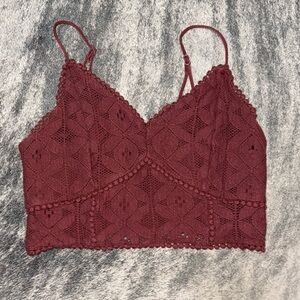 Chic Maroon Lace Crop Top
